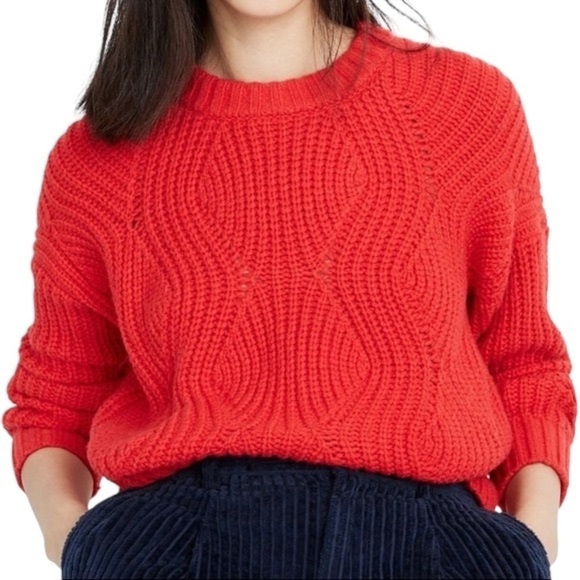 MADEWELL Everett Tib-Play Pullover Chunky Knit Sweater AF526 - Picture 1 of 10